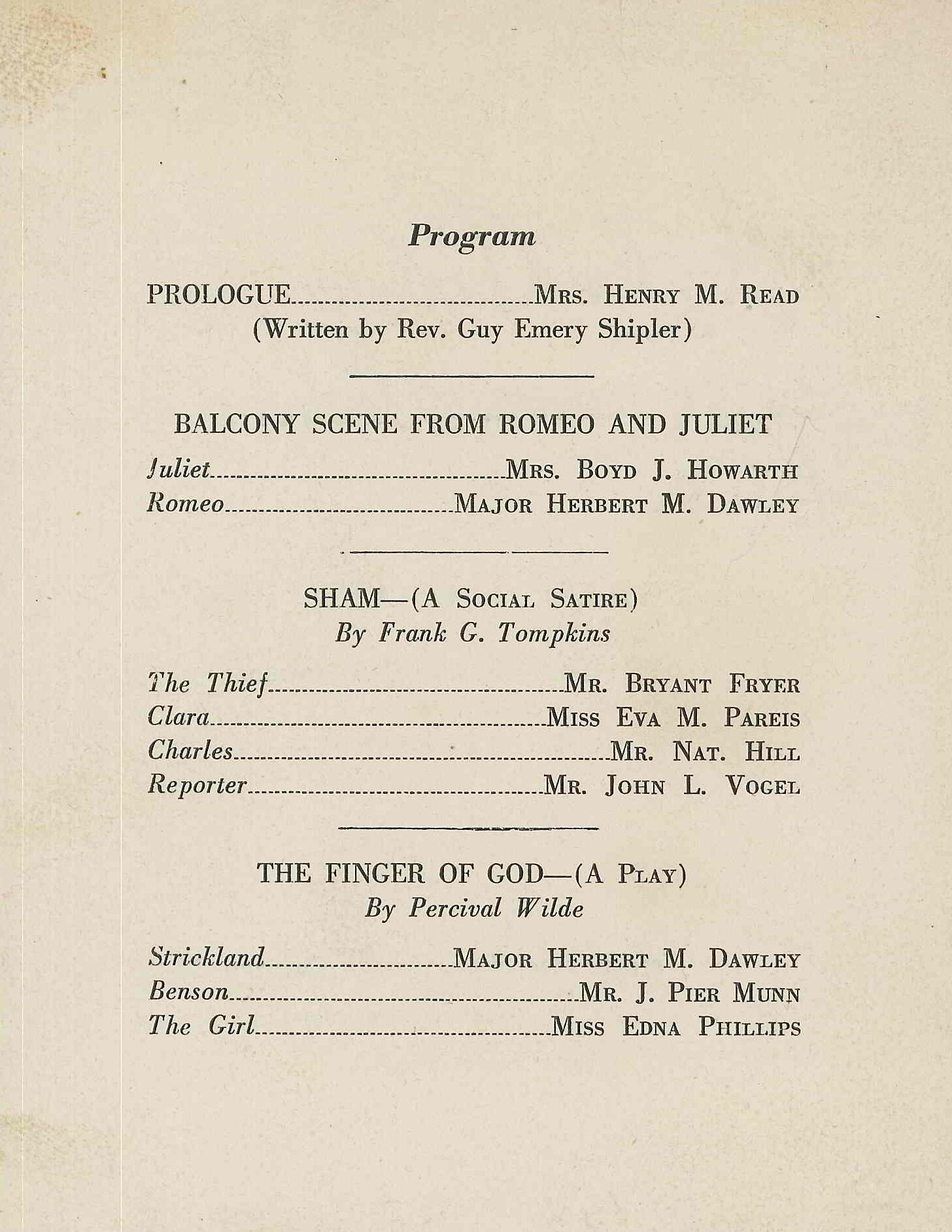 Three One Act Plays (1922)