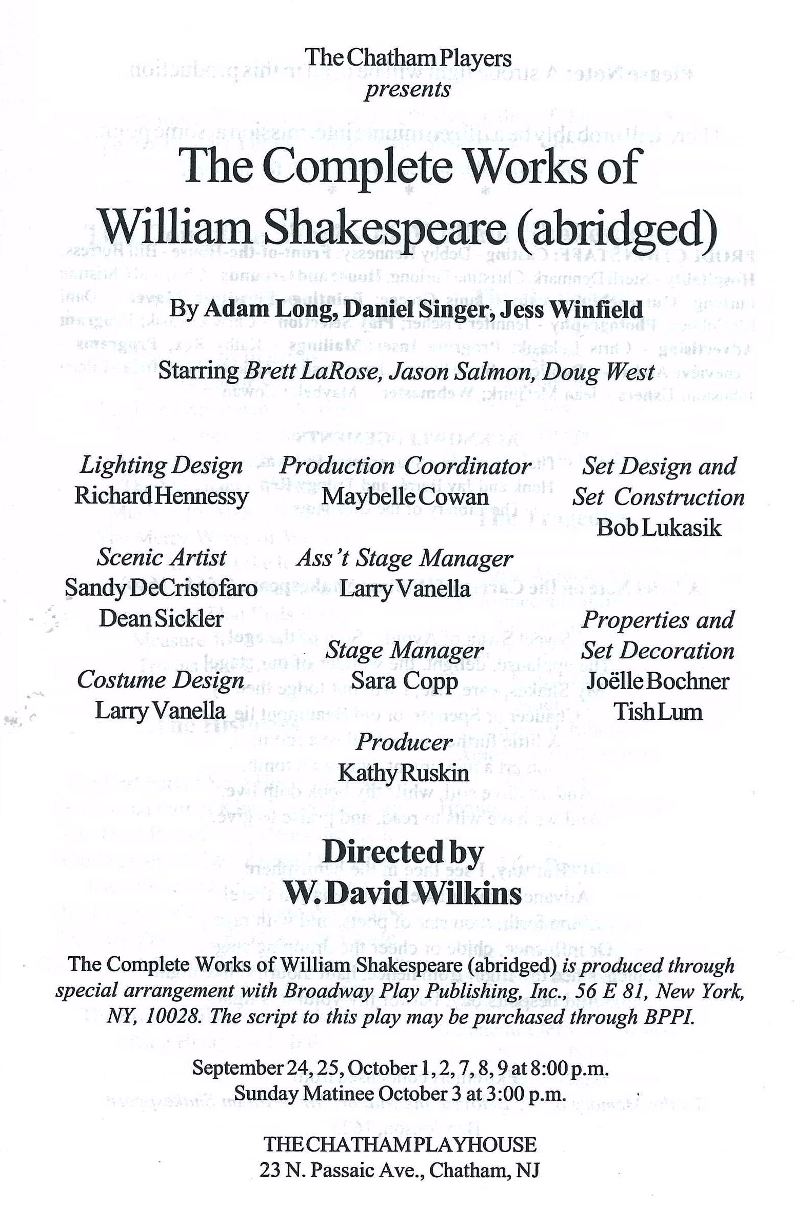 The Compleat Works of William Shakepeare Abridged (1999)