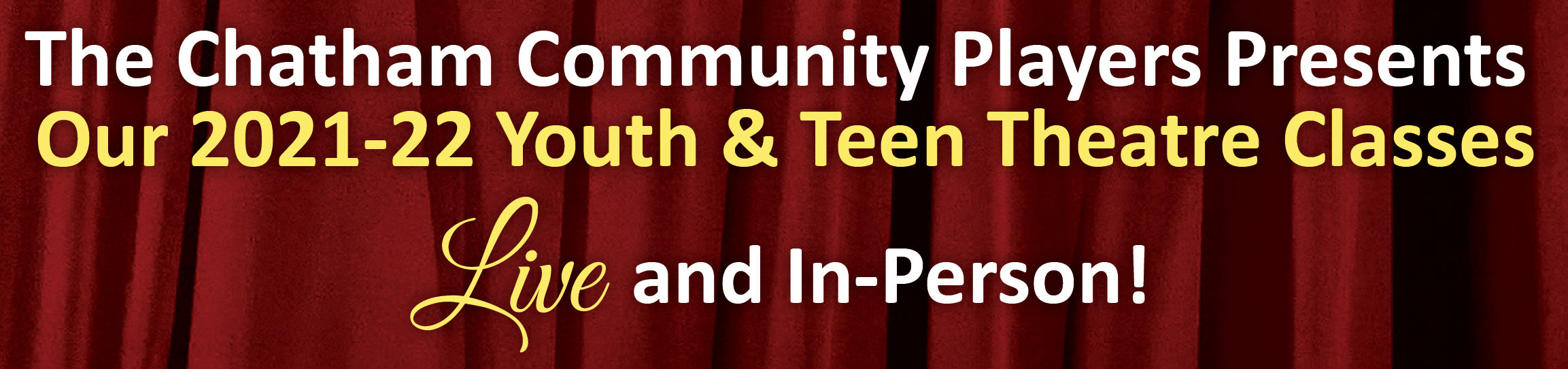 In person youth and teen theatre classes