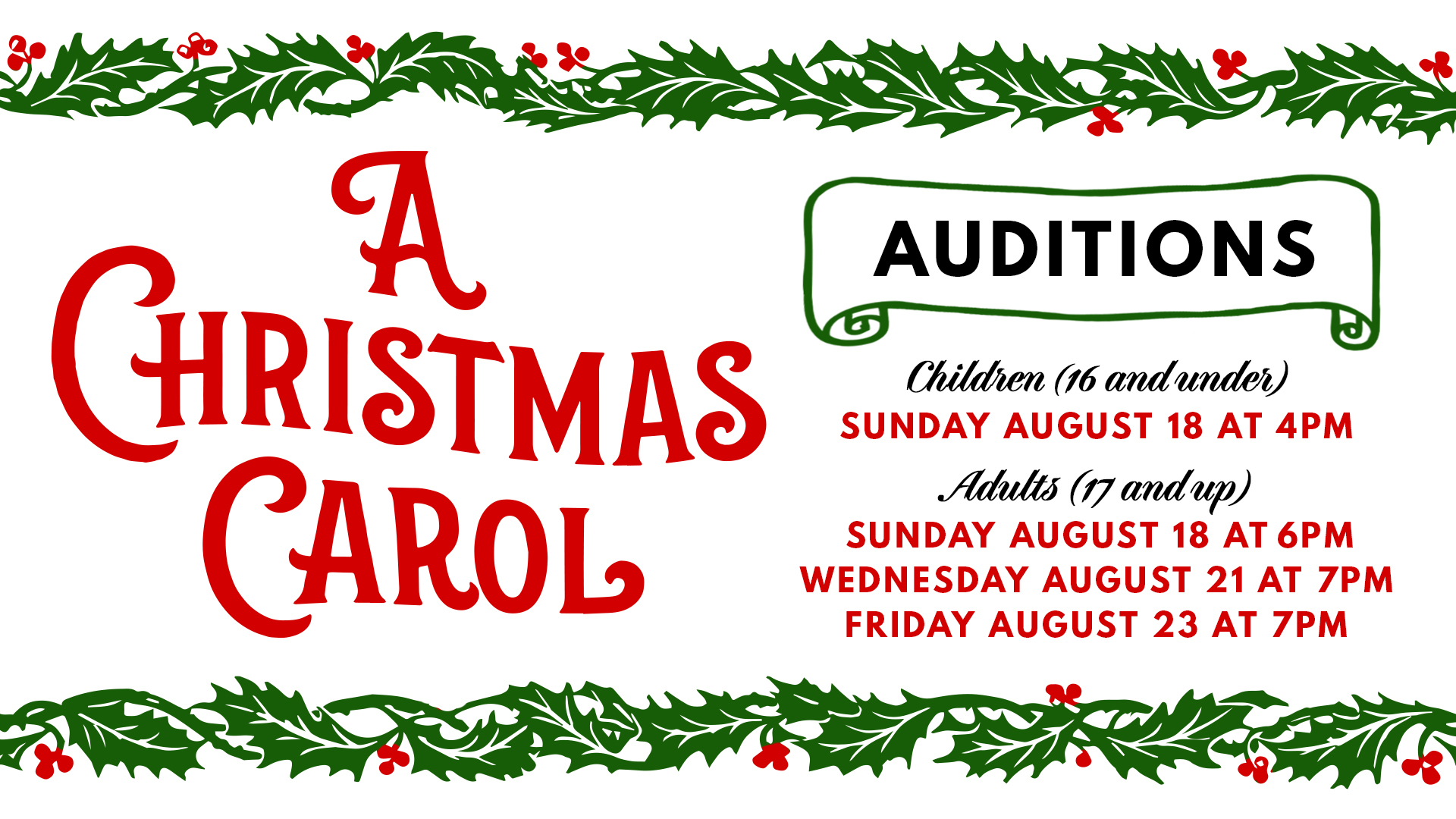 A Christmas Carol Auditions